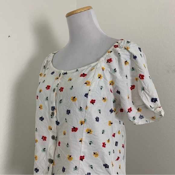 Madewell Seamed Floral Top Smocked Back Size Short Sleeve - Picture 16 of 16